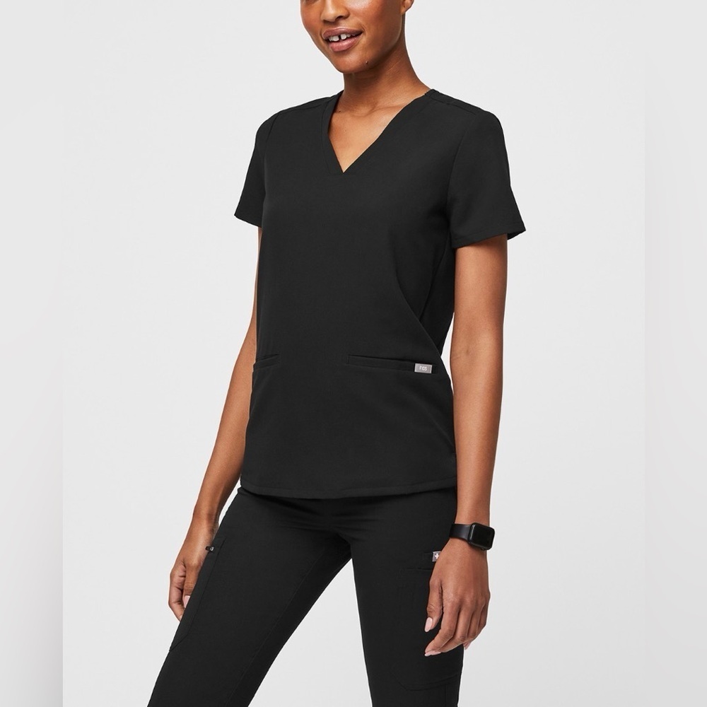 FIGS Casma Black Scrub Top Women's Size XS